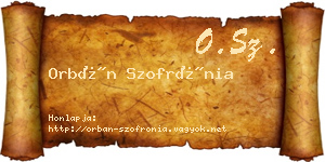 Orbán Szofrónia névjegykártya