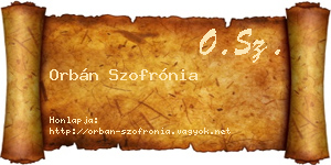 Orbán Szofrónia névjegykártya